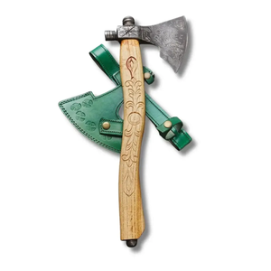 Hache à double lame en acier au carbone faite à la main, personnalisée, manche en bois de rose, qualité industrielle supérieure, sur mesure avec étui en cuir - Product Image 1