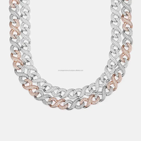 Nouveauté : Chaîne cubaine en argent sterling 925 plaqué or blanc avec diamants Moissanite VVS pour mariage, fête ou cadeau
