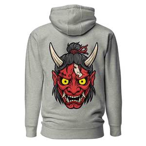 Sweat à capuche surdimensionné en coton 100% brodé à la japonaise, respectueux de l'environnement - Streetwear pour hommes - Product Image 1