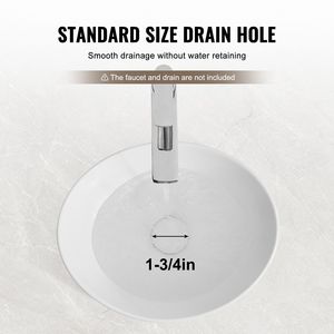 Lavabo Ovale in Ceramica Bianca 40x34 cm, Lavabo da Appoggio per Bagno con Rubinetto a Leva, Materiale in Pietra, Lavabi da Bagno da Appoggio - Product Image 3
