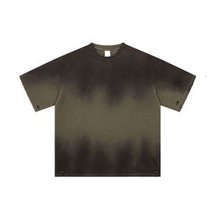 เสื้อยืดแขนสั้นผู้ชายทรงหลวมไซส์ใหญ่ ล้างสีสไตล์สตรีทแวร์ เสื้อยืดโอเวอร์ไซส์แบบฟอกสี รับผลิตเสื้อยืดพร้อมสกรีนโลโก้ตามแบบสำหรับผู้ชาย - Product Image 5