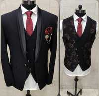 Setelan Jas Tuxedo Pria Gaya Italia Premium, Bahan Polyester 100% Bernapas, Pewarnaan Garment, 150gsm, Anti-Statik, Kancing Satu Baris
