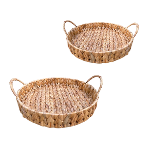 Handcrafted WATER HYACINTH TRAY FRUIT STORAGE BASKET with Handles OEM Natural Fiber Serving Tray - Product Image 1
