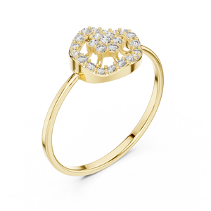 Anillo solitario minimalista de oro amarillo macizo de 14k con diamante talla redonda para mujer, ideal para compromiso o regalo de boda. - Product Image 3