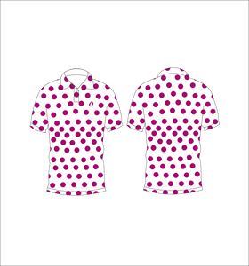 Custom Men’s <b>White</b> Pink Polka Dot <b>Polo</b> Shirt – All Over Dot Print Short Sleeve Golf T-Shirt Breathable Casual Summer Wear - Product Image 3