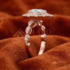 Elegant Rose <b>Gold</b> Pear Cut Double Halo Anniversary <b>Ring</b> Luxury Teardrop Moissanite Bridal <b>Ring</b> <b>Set</b> Custom Jewellery - Product Image 2