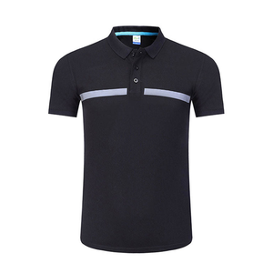 Polo en polyester noir pour homme avec bandes réfléchissantes, respirant, uniforme de travail tendance - Product Image 4