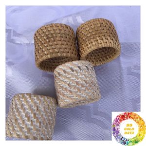 Anneau de serviette en rotin tressé fait main, accessoire de table naturel pour restaurants, mariages et décoration rustique de la maison - Product Image 6