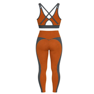 Ensemble de sport côtelé sans couture pour femme, vêtements de sport athlétiques avec texture côtelée pour l'entraînement physique et la course à pied, très demandé - Product Image 6
