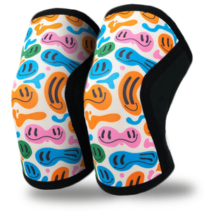 Genouillère en néoprène de 5 mm d'épaisseur avec motif souriant coloré, antidérapante pour la musculation, respirante - Product Image 6