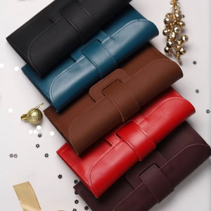 Portefeuille élégant en cuir véritable unisexe, fait main, porte-cartes long grande capacité, sac à main de luxe, cadeau premium, bouton artisanal Al-Amir - Product Image 3