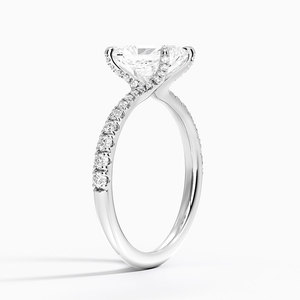 Anillo de Compromiso Solitario BOJ con Moissanita de Corte Radiante de 2ct, Chapado en Oro Blanco de 14K, Color D, Claridad VVS1, 36 Piedras Laterales Engastadas en Puntas, Certificado GRA - Product Image 2