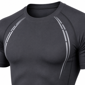 Custom Men's Compression T Shirt Quick Dry Sports Base <b>Layer</b> Gym Running Fitness Athletic Performance Tee OEM ODM - Product Image 2
