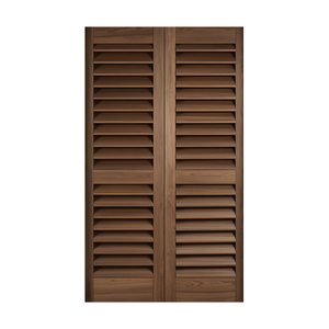 Decorative Farmhouse Style Solid Wood Louvered Doors with Natural Wood Grain and Finished Surface Treatment - Product Image 1