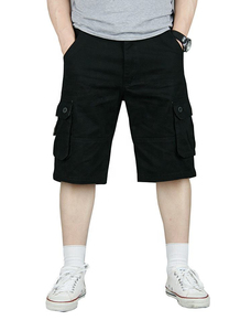 Shorts cargo pour hommes, couleur unie, taille mi-haute, respirants, en toile, style décontracté, avec poches, fermeture boutonnée - Product Image 5