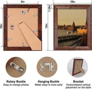 Picture <b>Frame</b> Brown Rustic Vintage Photo <b>Frame</b> with Real Glass <b>Frames</b> for <b>Wall</b> Mount and Tabletop - Product Image 3