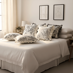 SOGA 6PC 45cm Taies d'oreiller florales 3 grises et 3 blanches avec garniture à volants Housses décoratives pour canapé et chambre à coucher - Product Image 5