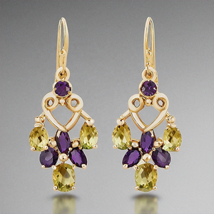 Crochet boucle d'oreille plaqué or coulée réglage trois goutte boucle d'oreille poids léger suspendu boucle d'oreille en or - Product Image 2