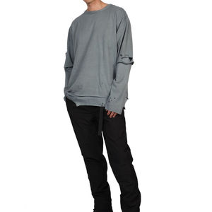 T-shirt personnalisé à double manche 100% coton de haute qualité, écologique, 350g, pour homme, épaules tombantes, surdimensionné, double couche, manches longues - Product Image 5