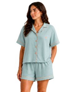 Customized Mint <b>Green</b> Women Pajama Set Short Sleeve Button Down Sleepwear Soft Breathable Summer Nightwear Casual Lounge Set - Product Image 1