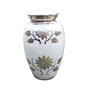 Aluminum silver metal <b>urns</b> create a sense of permanence and security for families choosing long-term memorial storage - Product Image 6