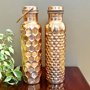Healthy Benefits Drinkwara Handmade Ayurvedic Custom Water Bottles Pure Copper Filling of Bottle Yoga Meditation Bottle Flask - Product Image 1