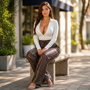 Pantalones de mujer de cintura alta con estampado de cocodrilo, con bolsillos y cordones, estilo streetwear, modernos, a la moda, informales. - Product Image 3