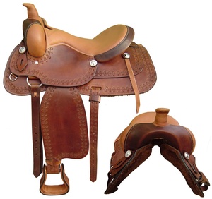 Selle de cheval Western en cuir faite à la main avec outillage complexe et raccords plaqués argent sur selles de qualité supérieure en fibre d'arbre - Product Image 2