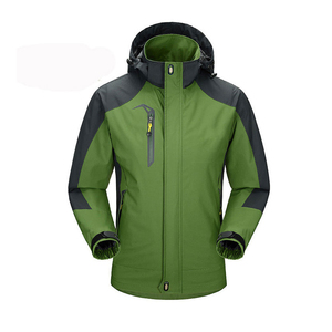 Veste imperméable à capuche pour homme, couleur verte, avec fermeture éclair, style sportif, vêtements d'extérieur pour l'hiver - Product Image 1