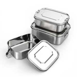 Boîte à lunch portable en acier inoxydable rectangulaire à plusieurs étages (plus de 3 niveaux), étanche, écologique, multi-couches, en métal, pour l'école et le bureau - Product Image 6