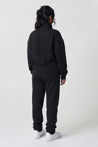 Conjunto de chándal de invierno para mujer con cremallera completa, chaqueta de forro polar con cuello alto y pantalones de chándal de algodón de 500 GSM, estilo oversize - Product Image 4