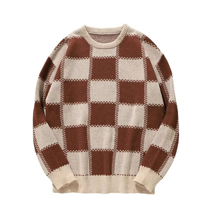 2026 <b>Men's</b> Striped Knitted <b>Pullover</b> Sweater Long Sleeve Regular Fit Single Button Closure Navy Red White Color Knitted Sweaters - Product Image 3