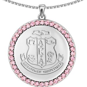 Silver Round Medallion Pendant <b>Necklace</b> with Pink Crystal Halo Fine Chain Elegant <b>Statement</b> Jewelry for Women Fashion Party - Product Image 5