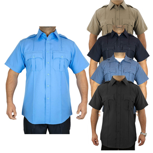 Camisa de trabajo de manga corta para hombre, de poliéster y algodón, para guardia de seguridad, con epaulettes en los hombros. - Product Image 5