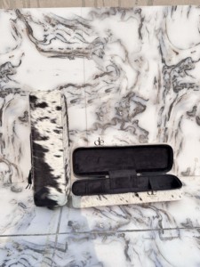 New Designer Cowhide Fur Leather <b>Heat</b> Resistant Leather Hair Straightener Curling Iron Cases Perfect Organizer for Hair Tools - Product Image 5