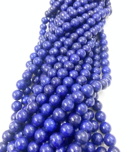 Perles rondes en Lapis Lazuli teintées en usine, pierres précieuses rares, brins de 15,5 pouces - Product Image 2