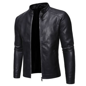 Nouvelle conception de veste de moto en cuir d'agneau pour homme, col montant, style streetwear, écologique, coupe-vent, rembourrage en polyester - Product Image 2
