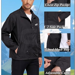 Vestes de golf professionnelles pour hommes, coupe-vent, OEM ODM, imperméables, coupe-vent, logo personnalisé, impression sérigraphique, livraison mondiale - Product Image 5