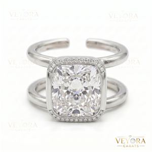 Bague Oura en Moissanite taille coussin avec halo, en argent sterling 925 massif, bijou de luxe scintillant pour un style élégant - Product Image 1