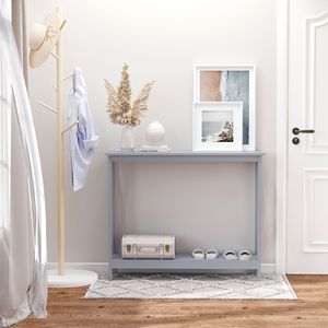 Consolle da Ingresso a 2 Livelli dal Design Moderno con Ripiano Portaoggetti, Tavolo da Divano Grigio - Product Image 2