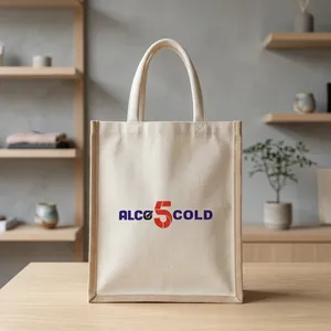 Premium Quality Jute Canvas <b>Tote</b> Bag 14x12x5 Inch Durable Reusable Shopping Bag for Grocery Stores Retail Packaging <b>Travel</b> - Product Image 2