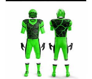 Maillot de football américain personnalisé avec design par sublimation |   Ensemble de football avec maillot et pantalon |   Vêtements de sport en polyester respirant - Product Image 3