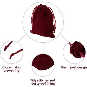 2025 personnalisé Tan ovale en cuir Patch cordon sacs-cadeaux 50 pièces Logo nom sur velours pochettes de rangement 6X8 pouces - Product Image 3