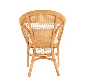 Chaise de salle à manger en rotin pour jardin, fauteuil de bistrot de luxe pour cour, siège individuel en rotin fait main pour terrasse de villa haut de gamme - Product Image 2