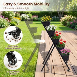 Jardinière verticale surélevée à 5 niveaux sur roues pour jardin - Product Image 4