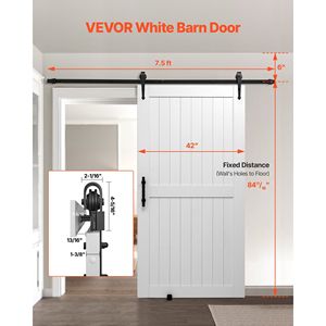 ชุดบานเลื่อนประตูโรงนาประตู PVC แผง MDF ขนาด42x84นิ้วพร้อมฮาร์ดแวร์ - Product Image 2