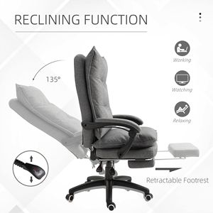 Sedia da Ufficio Direzionale con Rotazione a 360°, Reclinabile Regolabile, Poggiapiedi Retrattile, Base in Nylon, Colore Grigio, Certificata BIFMA - Product Image 5