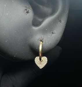 Graceful Heart Charm Lab Grown Diamond Mini <b>Hoop</b> In 14K <b>Gold</b> For <b>Helix</b> And Daith Ear Jewelry - Product Image 1