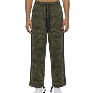 Custom logo Men <b>Women</b> Camo Wide Leg Stripes Drawstring Waist Streetwear Casual Loose Sweatpants with Tie Hem - Product Image 5