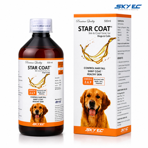 STAR COAT Tonique pour la peau des chiens et des chats 500ml Supplément liquide Omega 3 6 9 Sans céréales Peau saine Pelage brillant Toutes races - Product Image 1